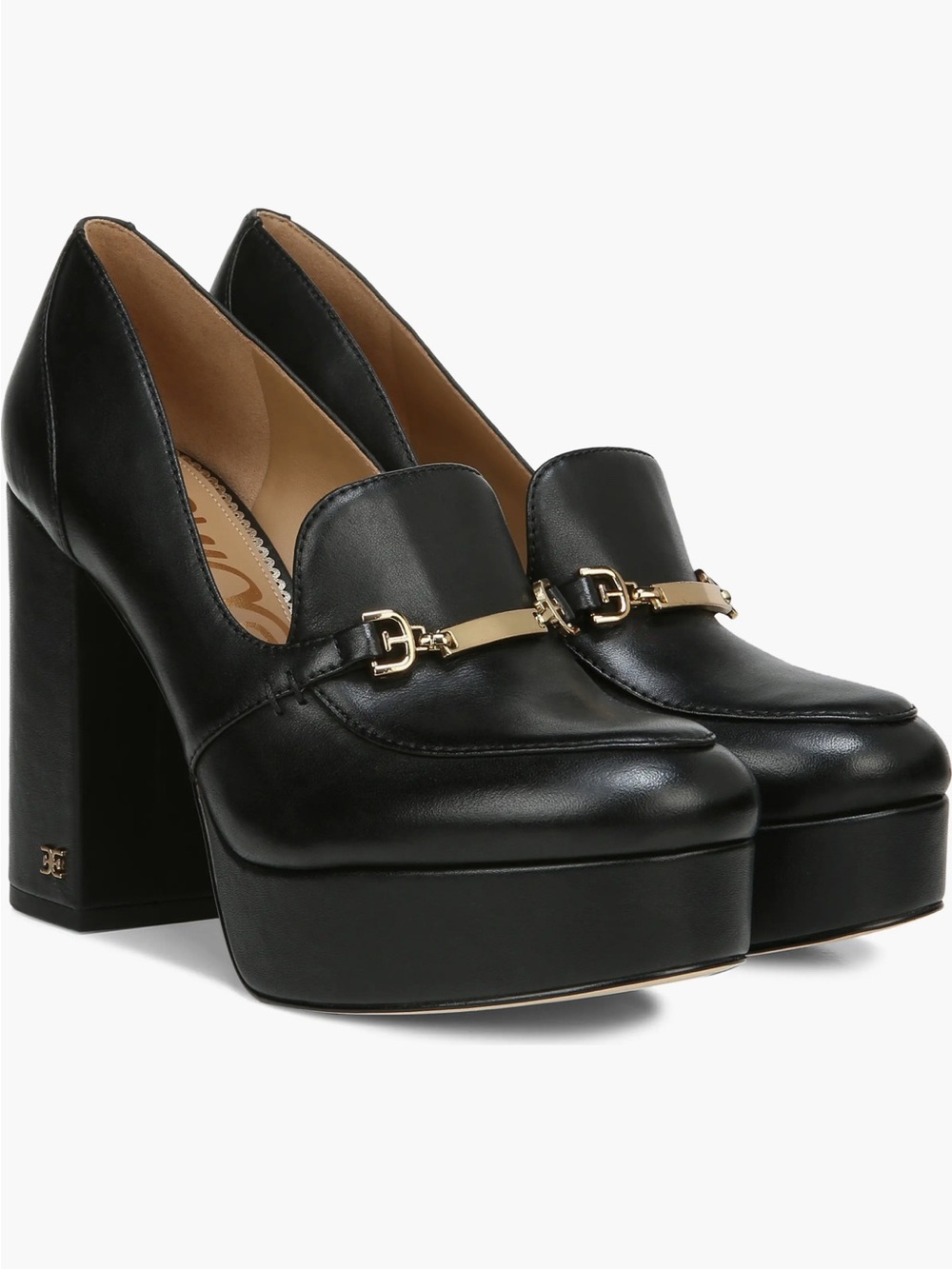 Sam Edelman Aurelie Platform Loafer -
Black Pumps with Gold Hardware (Size 6)